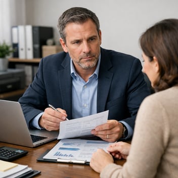 advisor reviewing files with client