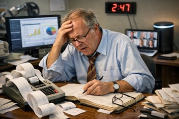 a tired bookkeeper