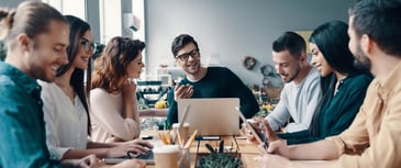 group of people in a meeting brainstorming