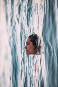 woman face on water
