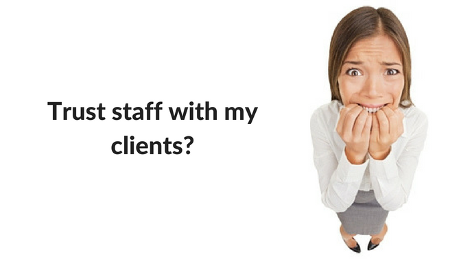 woman looking terrified - trust staff with my clients?